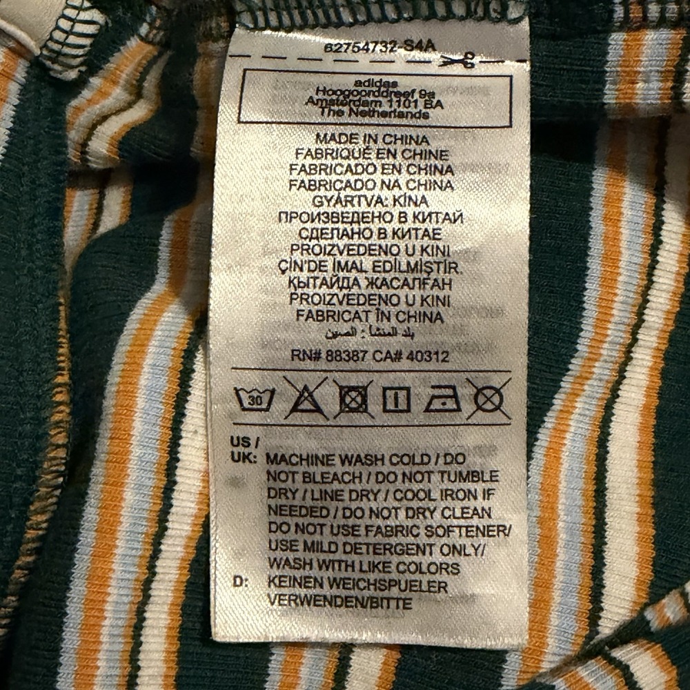 adidas Originals '80s Short Shorts Green Yellow White Striped Women's Size XS - Picture 4 of 8